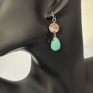 Turquoise and Gold-Tone Drop Dangle Earrings